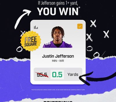 Justin Jefferson Fantasy: 1 Receiving Yard NFL DFS Promo
