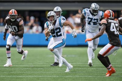 WATCH: Christian McCaffrey skies over the defense to score first touchdown of the season